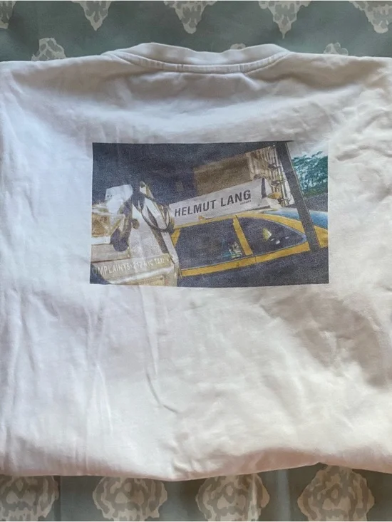 Helmut Lang White Logo Tag Cotton Tee - Picture 6 of 8